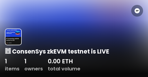 Consensys Zkevm Testnet Is Live Collection Opensea